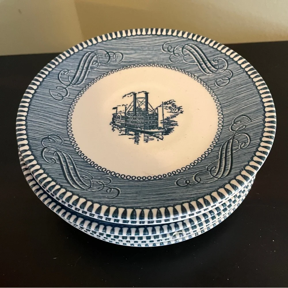 Currier and Ives Saucers with Steamboat 